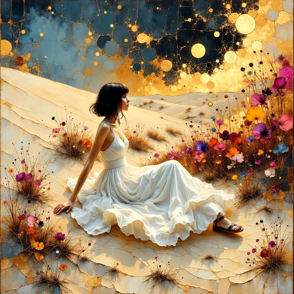 Ethereal Girl in Magenta Sand Dunes