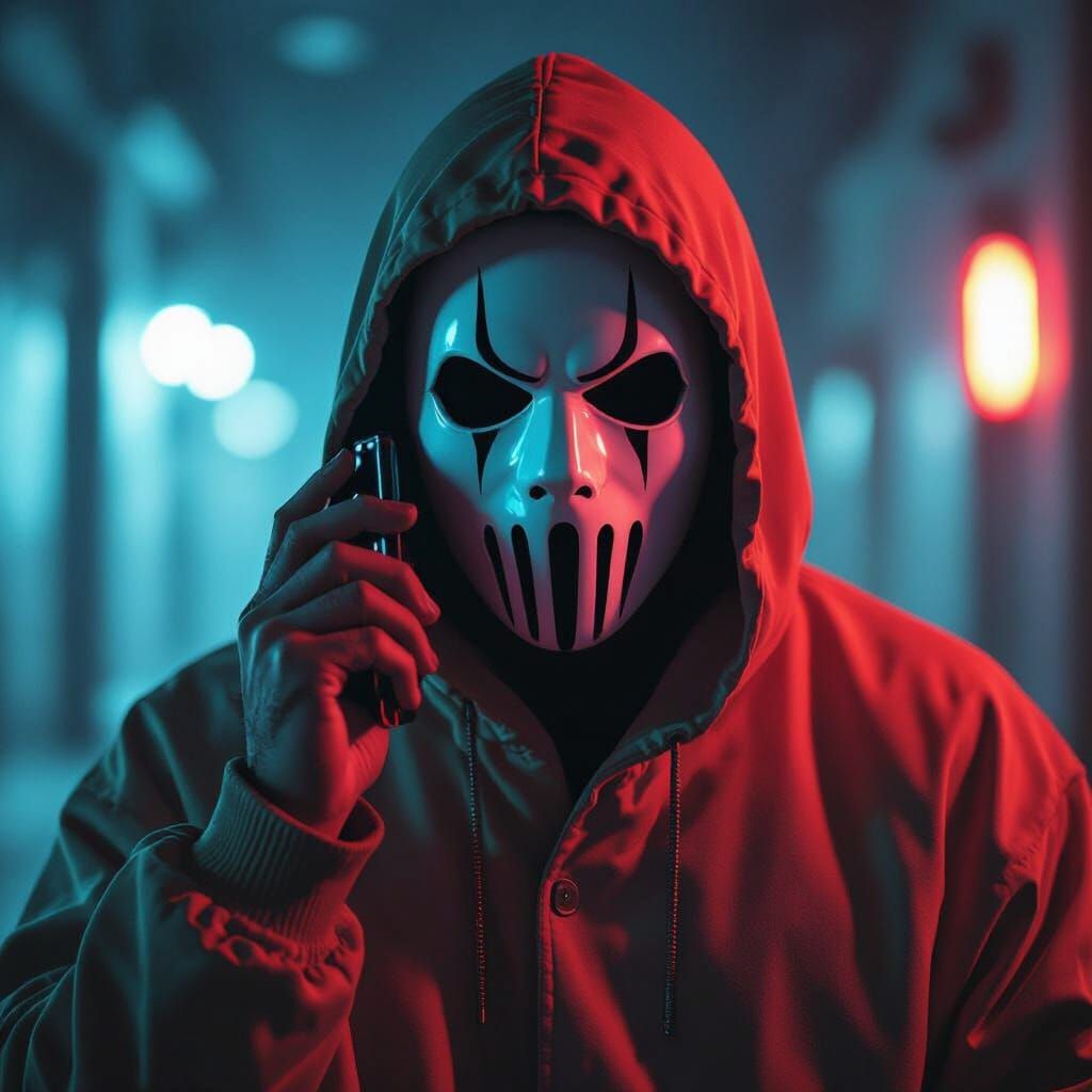 Y2K Ghostface Portrait with Cell Phone