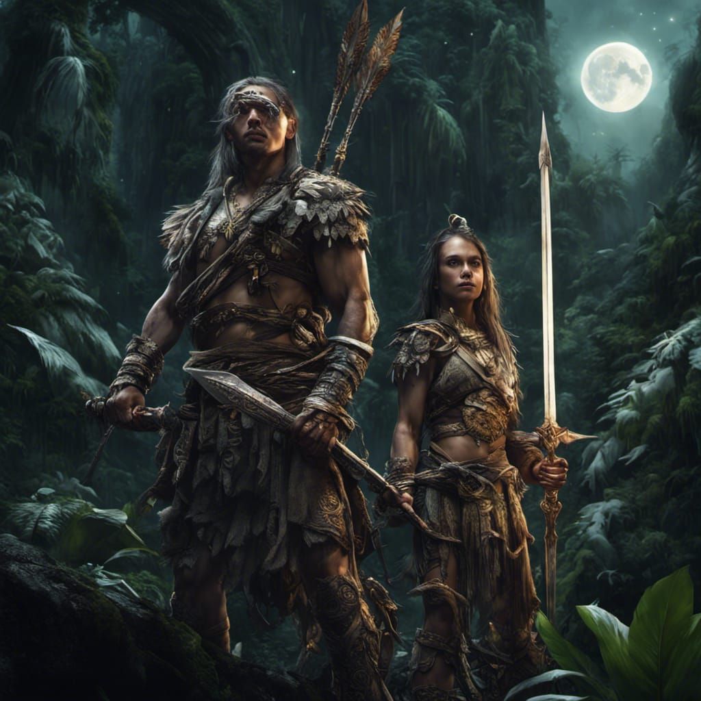 Tribal Amazon War Under the Moonlight