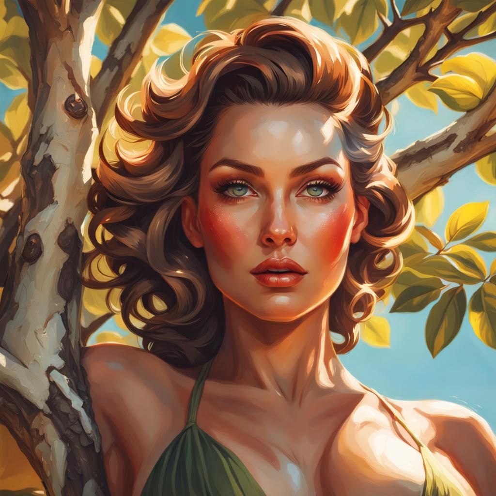 Gorgeous Woman in Tree: Pin-Up Portrait