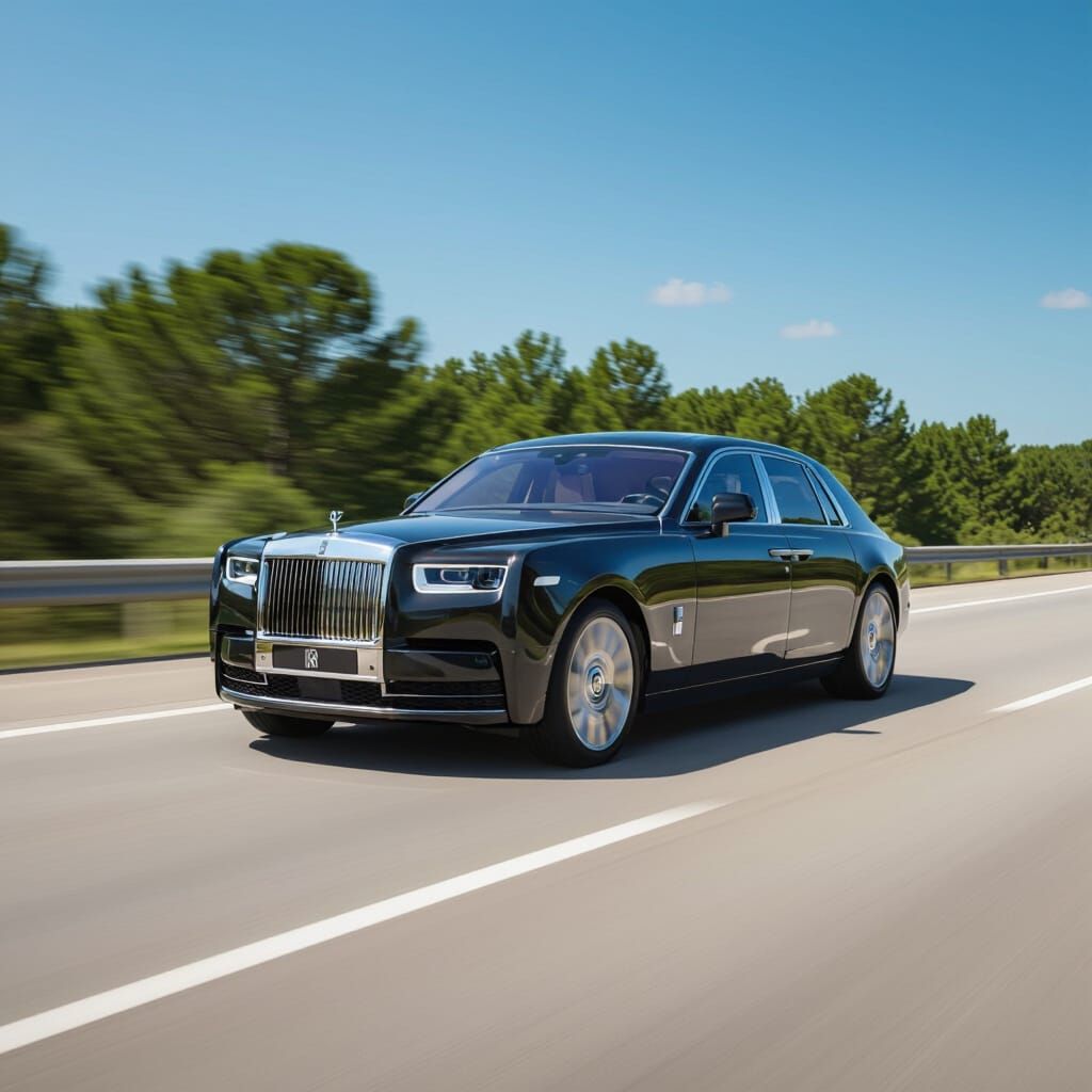 Rolls Royce Phantom Speeds Down Highway in Cinematic 8K