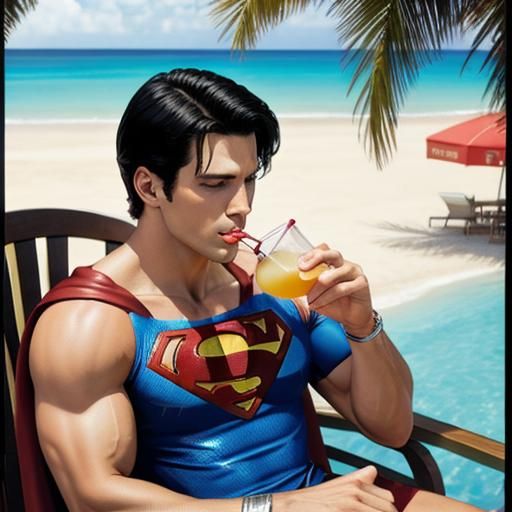 Superman's Beach Vacation: Sipping Piña Coladas