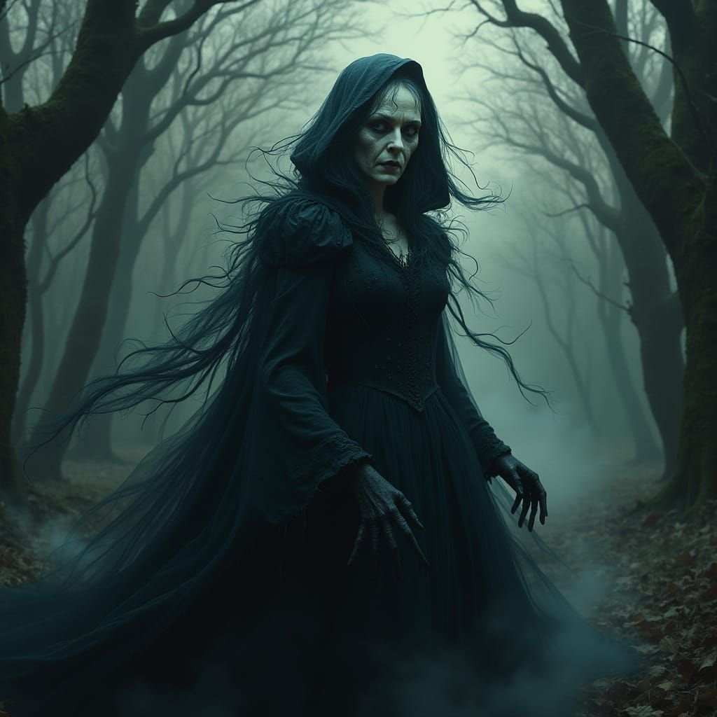 Ethereal Dementor Queen of Darkness in Muted Gothic Hues