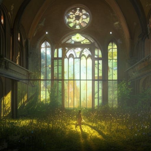 Spring Flowers Bloom in Abandoned Church