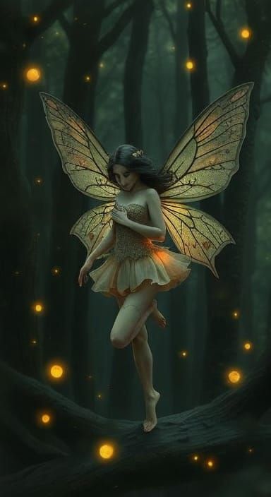 Moth Faerie in Mystical Forest: Digital Painting