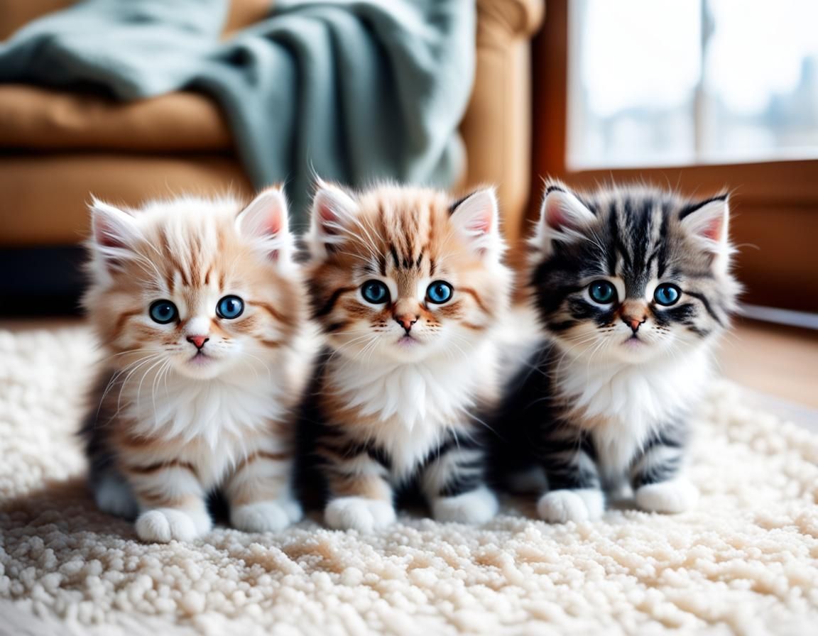 Adorable Teacup Kittens in Cosy Living Room