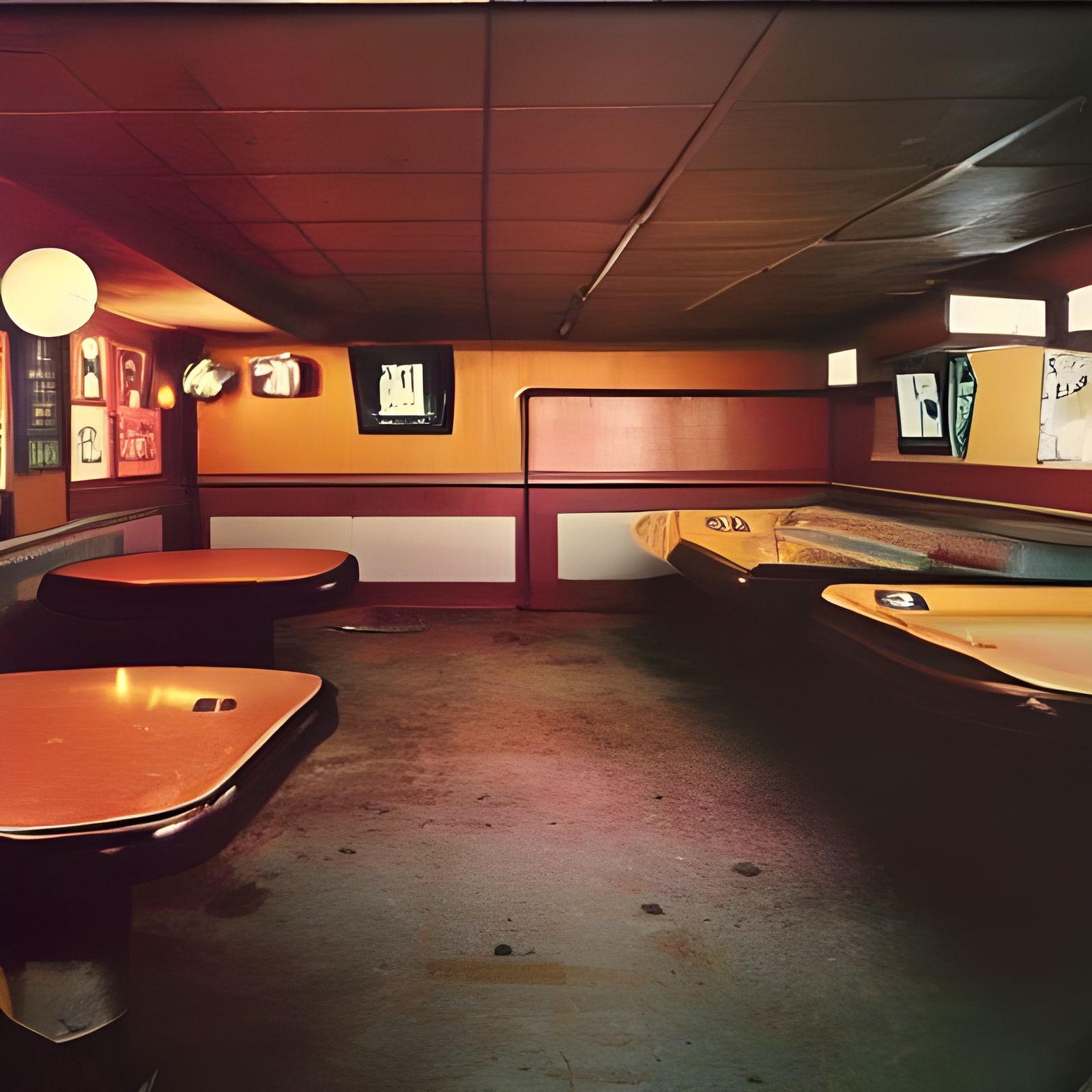 1970s Empty Dive Bar Interior