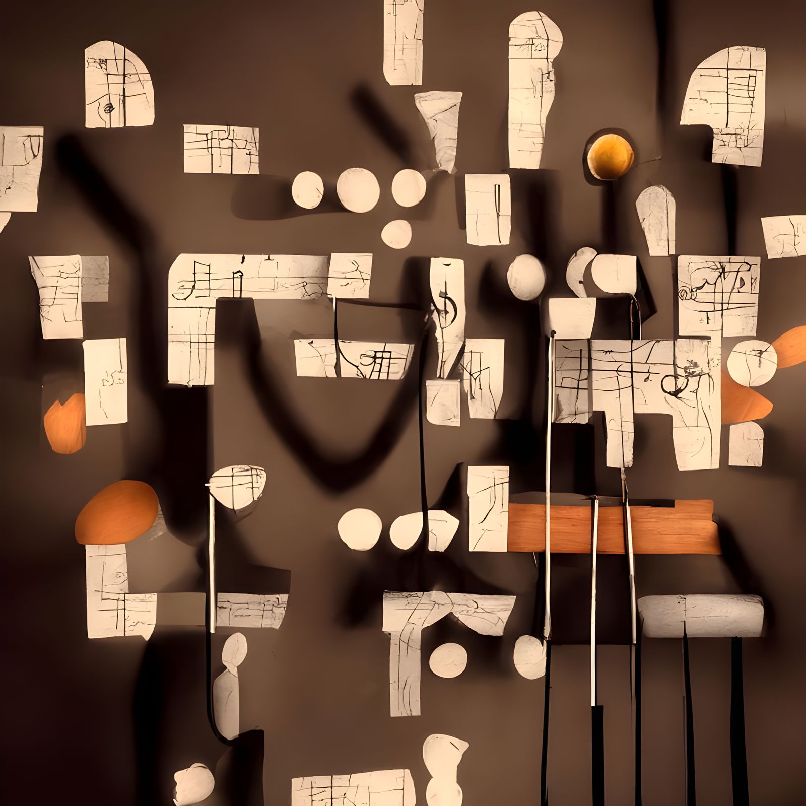 Complex 3D Music Notation Diagram in Detailed Style