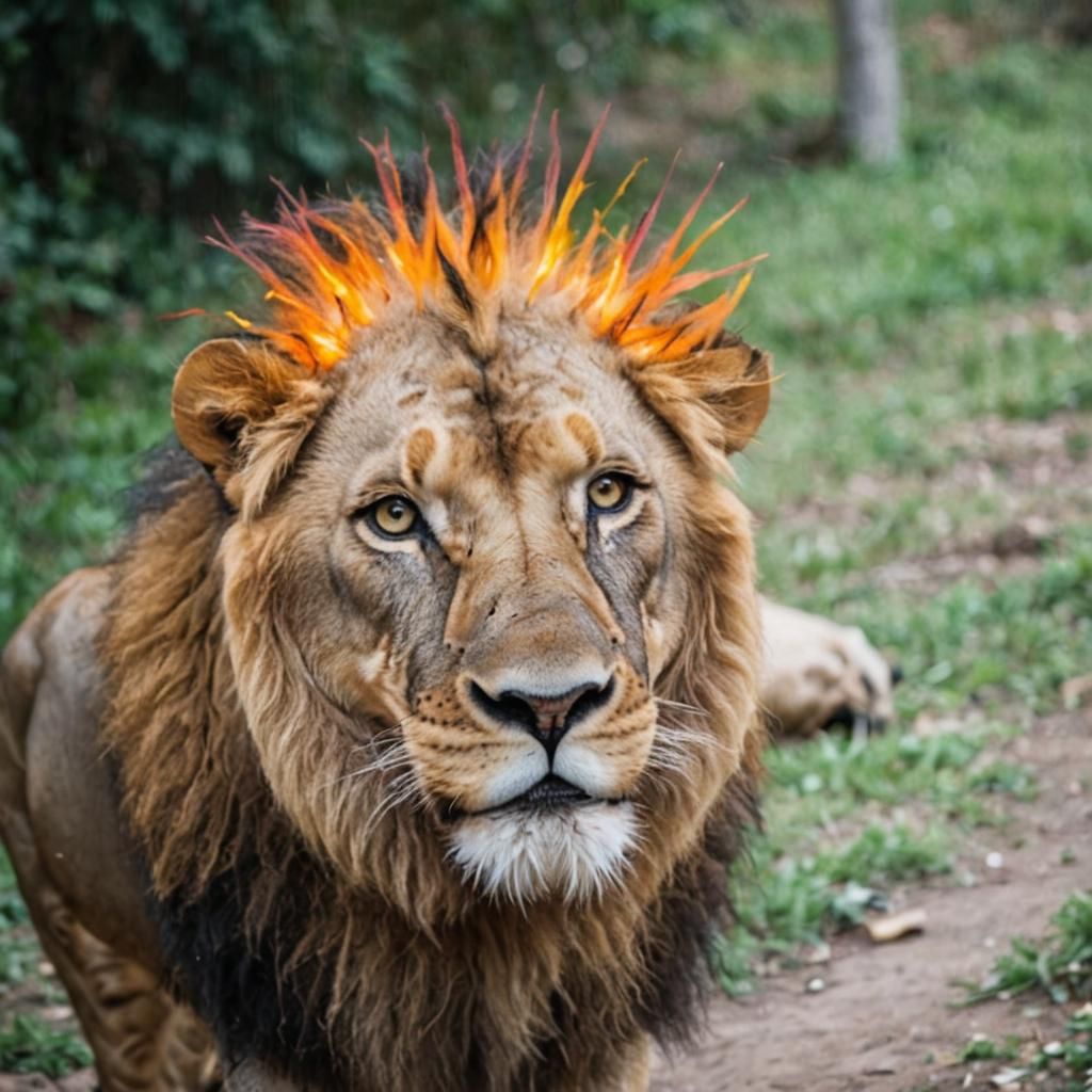 Bald Lion's Bad Toupee: Professional Photo