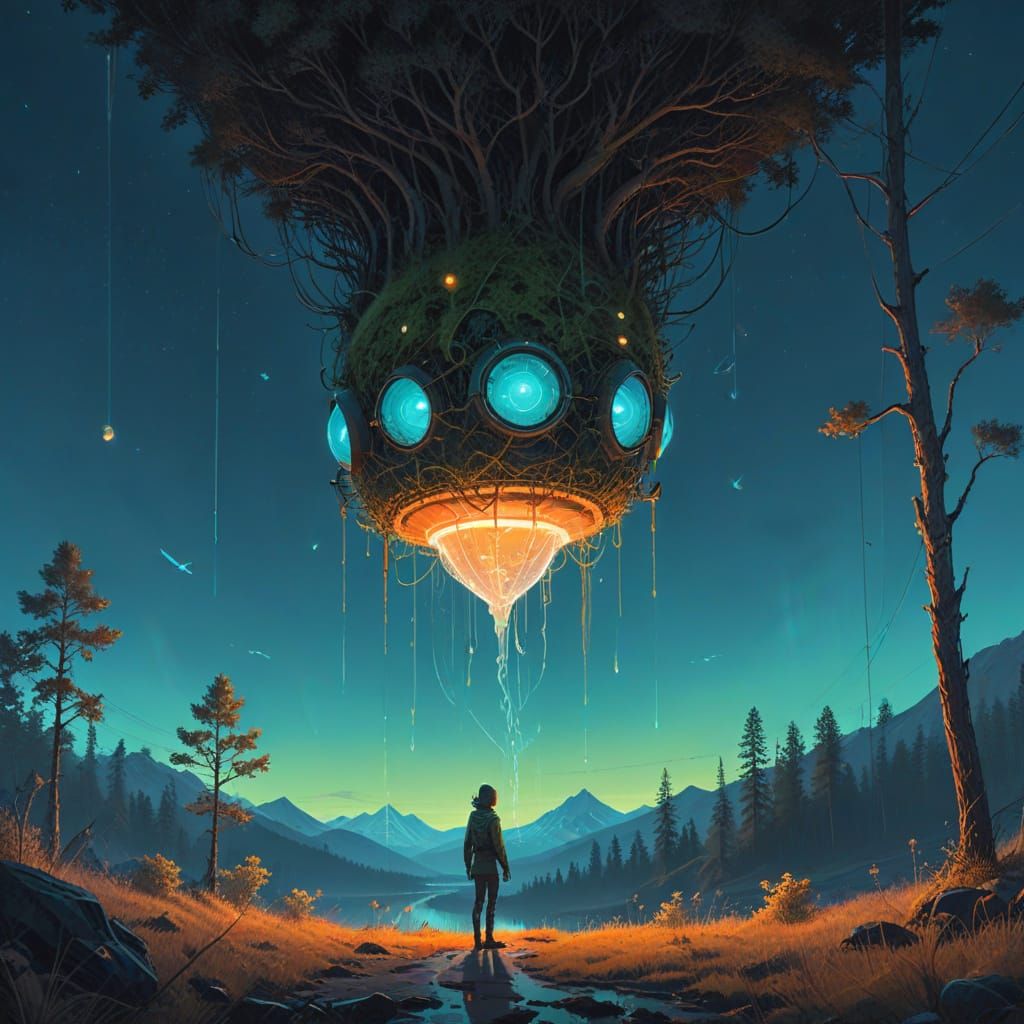 Ethereal, Iridescent Forms Glow in Mid-Air