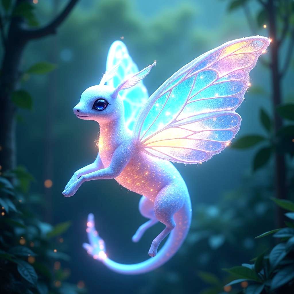 Shimmering Luminora: A Fantastical Creature in Rainbow Hues