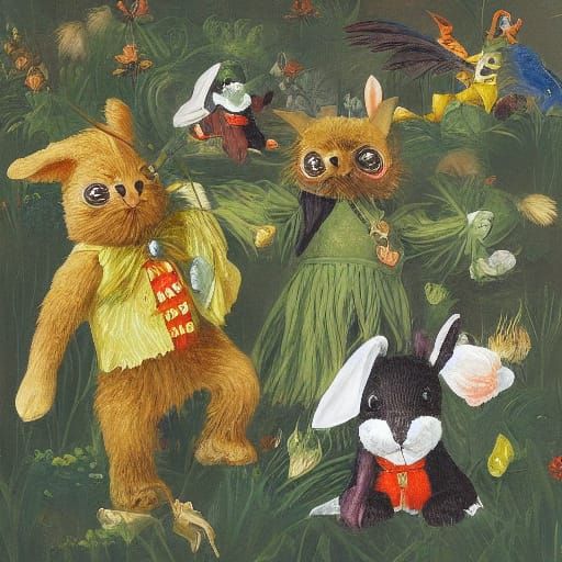 Evil Bunnies Hunt Vampires in Filonov & Snyders Style