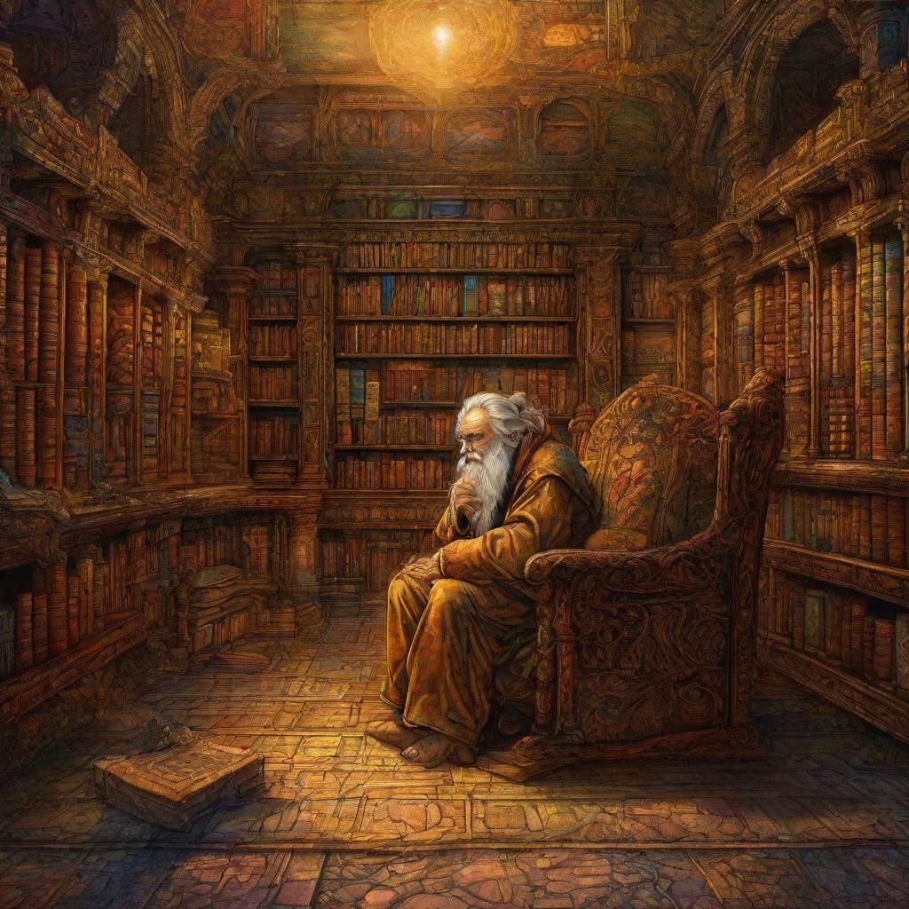 Philosopher in Mystical Library, Fantasy Concept Art