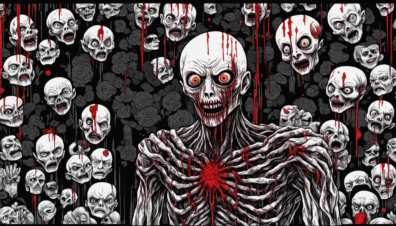 Grotesque Horror Figure Emerges from Digital Chaos