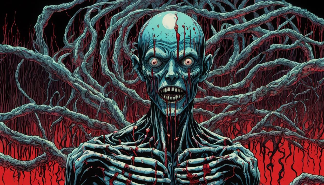 Grotesque Horror Figure Emerges from Glitchy Error