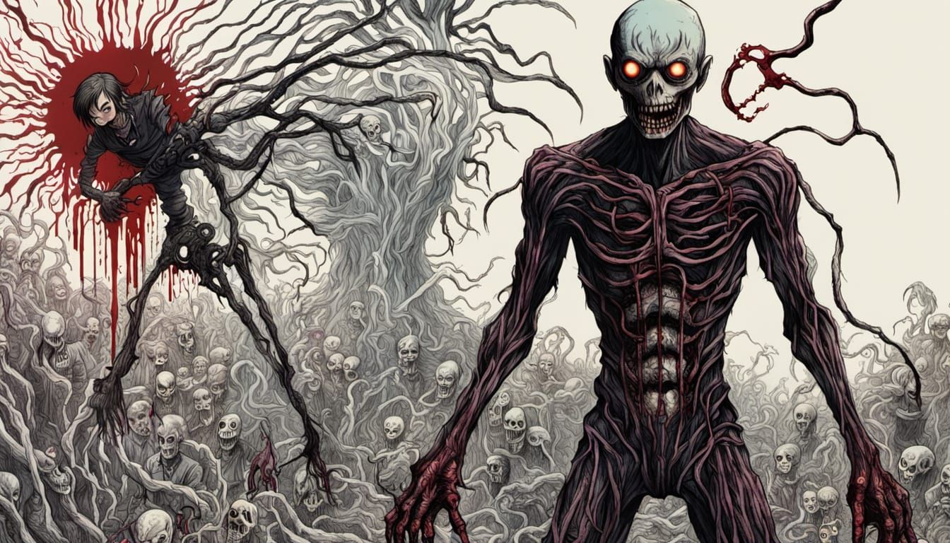 Cyber Horror Figure in Blood-Soaked Terror