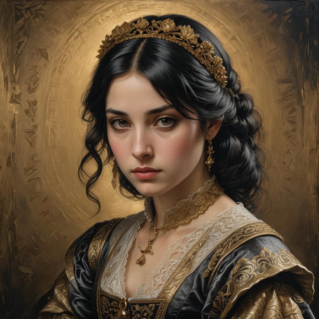 Renaissance Portrait of a Girl in Oil on Canvas