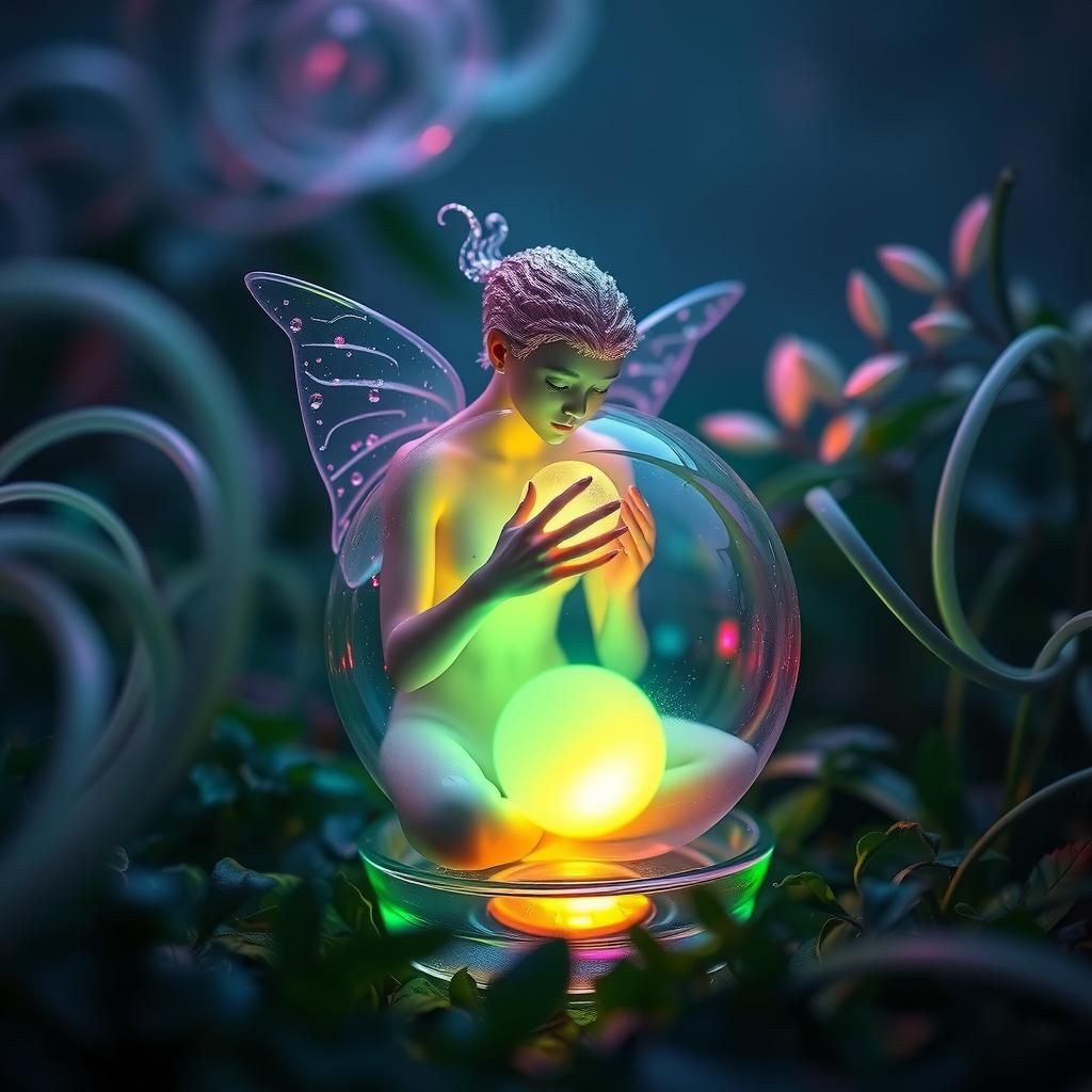 Mystic Orb: Surreal Crystal with Celestial Entity