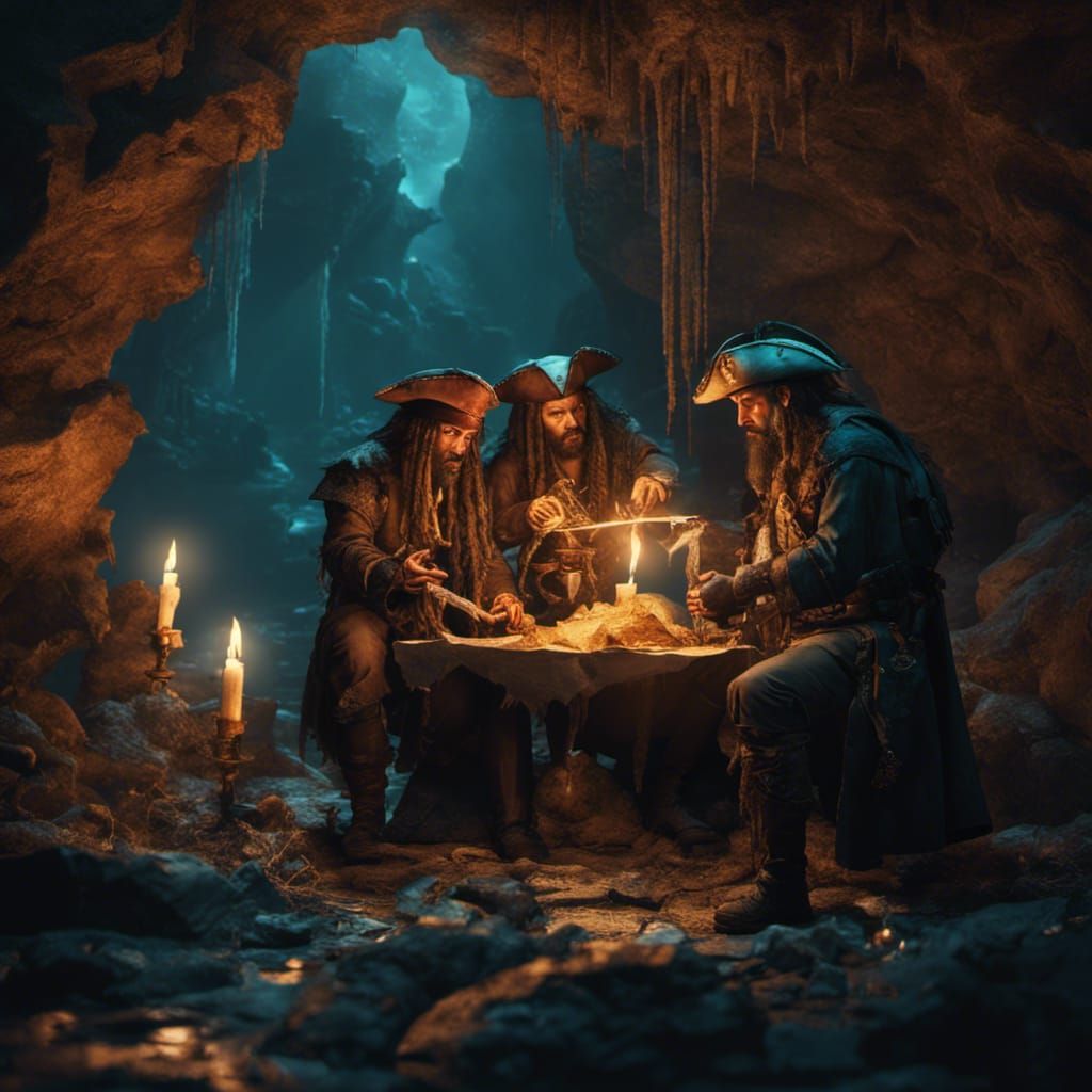 Pirates Discover Treasure Map in Cave
