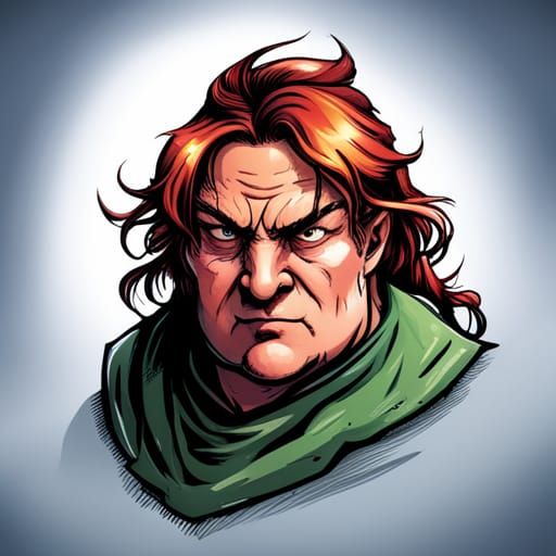 Medieval Comic Portrait of Female Dwarven Fighter