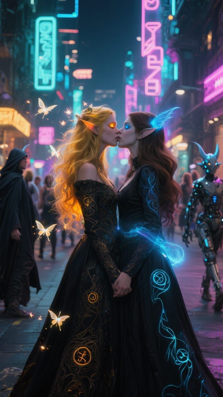 Witches' Kiss in Cyberpunk Elven City
