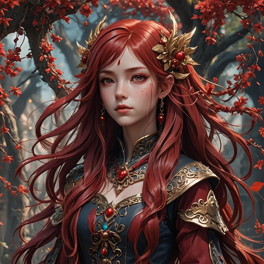 Anime Child with Red Hair in Digital Fantasy Style