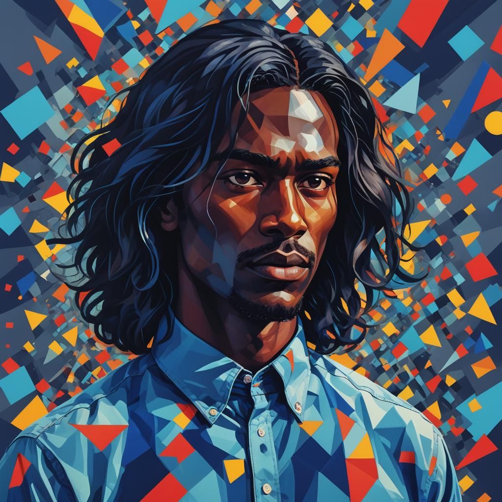 Intense Portrait in Digital Pop Art Style