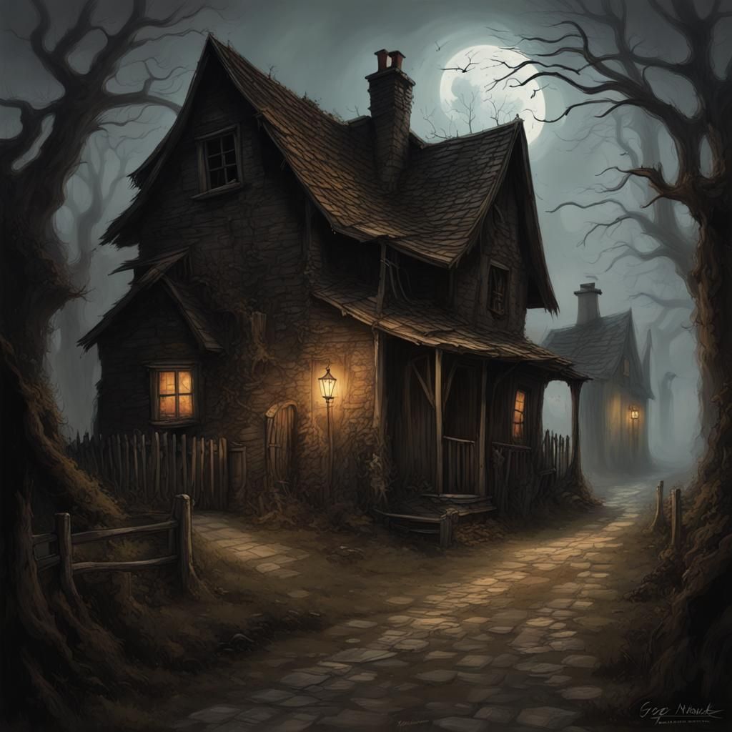 Haunted Village: A Sinister Countryside Scene