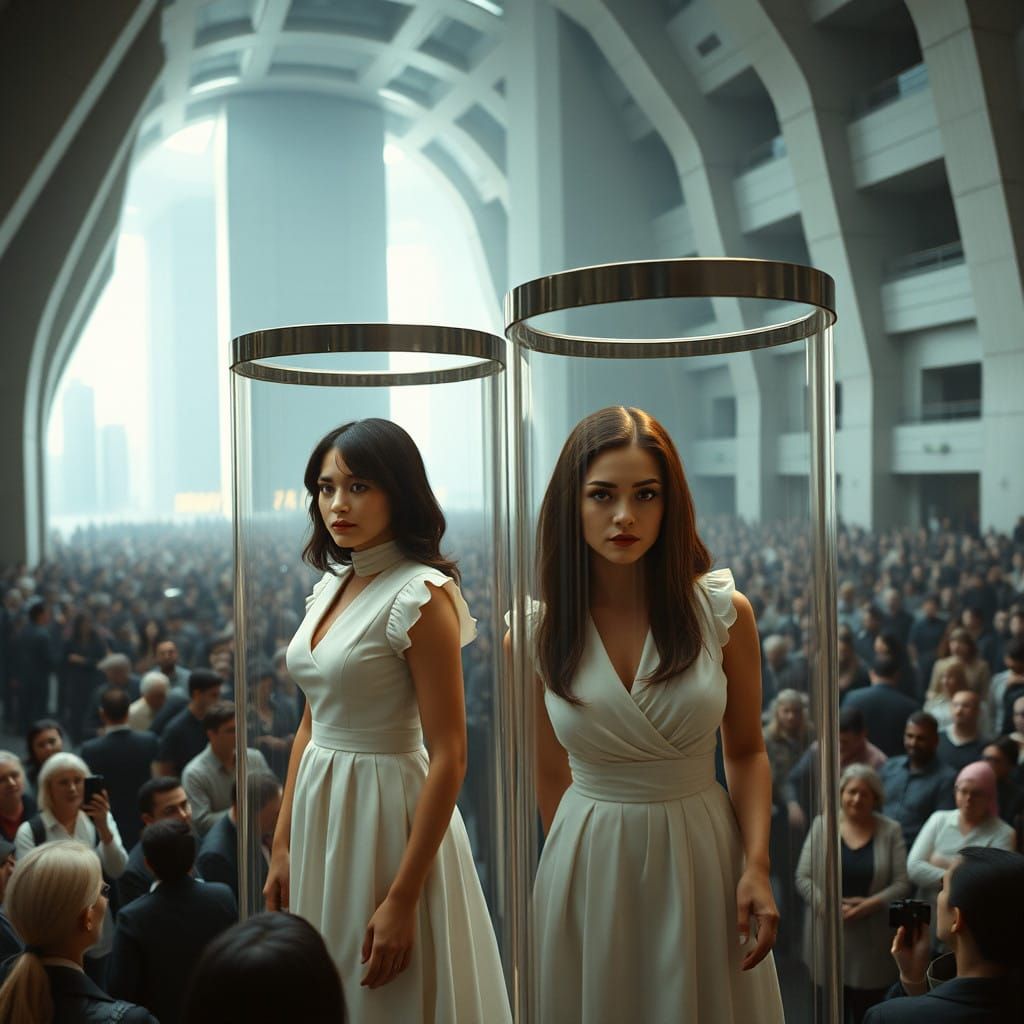 Dystopian Courthouse in Brutalist Style, Oppressive Authorit...