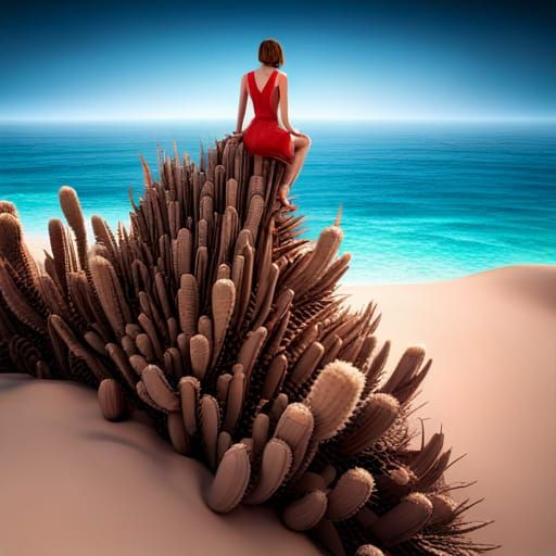 Unattainable woman on a cactus
