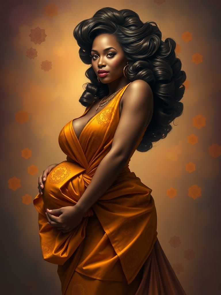 Curvaceous Goddess in Harlem Renaissance Style