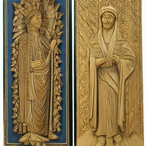 Vintage Wood Carving of a Regal Figure