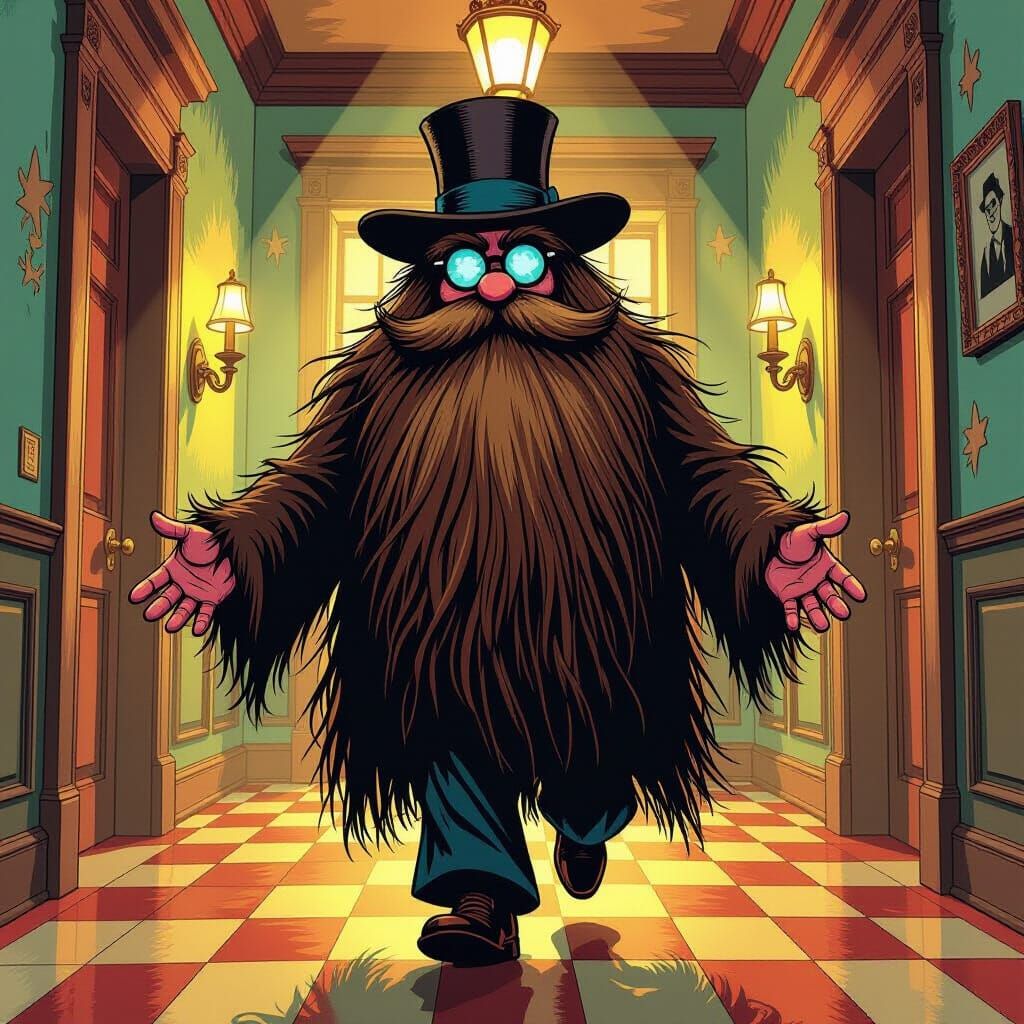 Whimsical Comic Style Cousin Itt Portrait