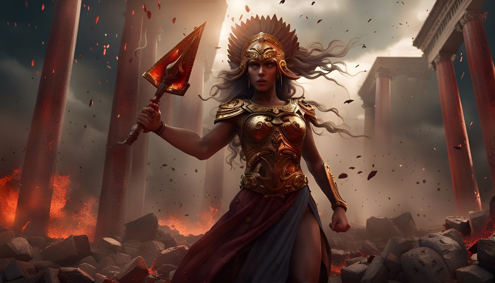 Enyo, Ancient Greek Goddess of War in Matte Painting