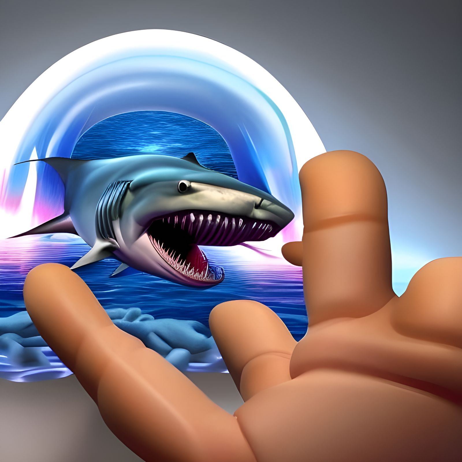Surreal Shark-Man Dental Visit Underwater