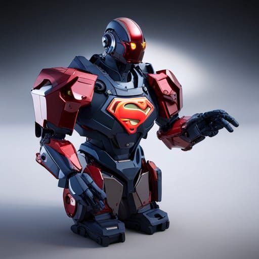 Superman in High-Tech Mecha Suit with Laser Eyes