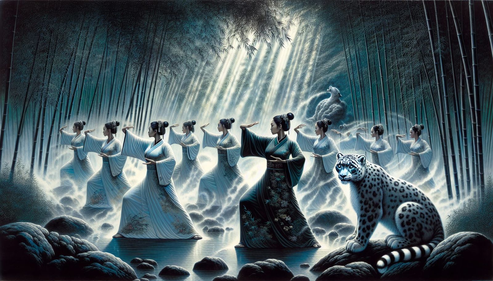 Panda Witches Practice Tai Chi in Mystical Bamboo Forest