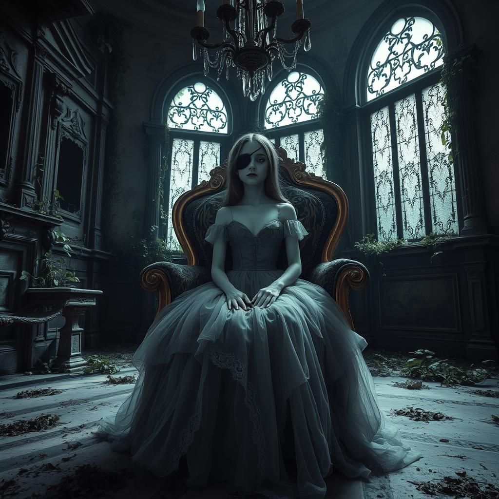 Macabre Ghost Girl in Haunted Mansion