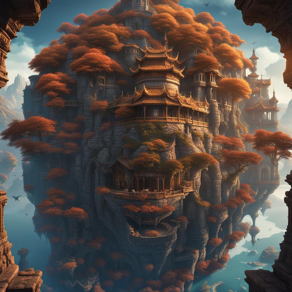 Fantastical Matte Painting in Deep Color, 8K