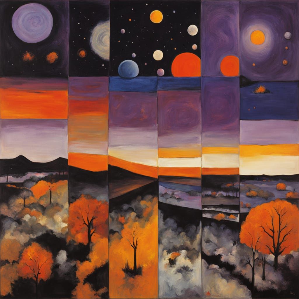 Cosmic Autumn Abstract Expressionism Painting