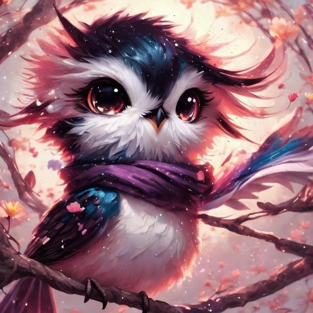 Pastel Bird Portrait in Vaporwave Style