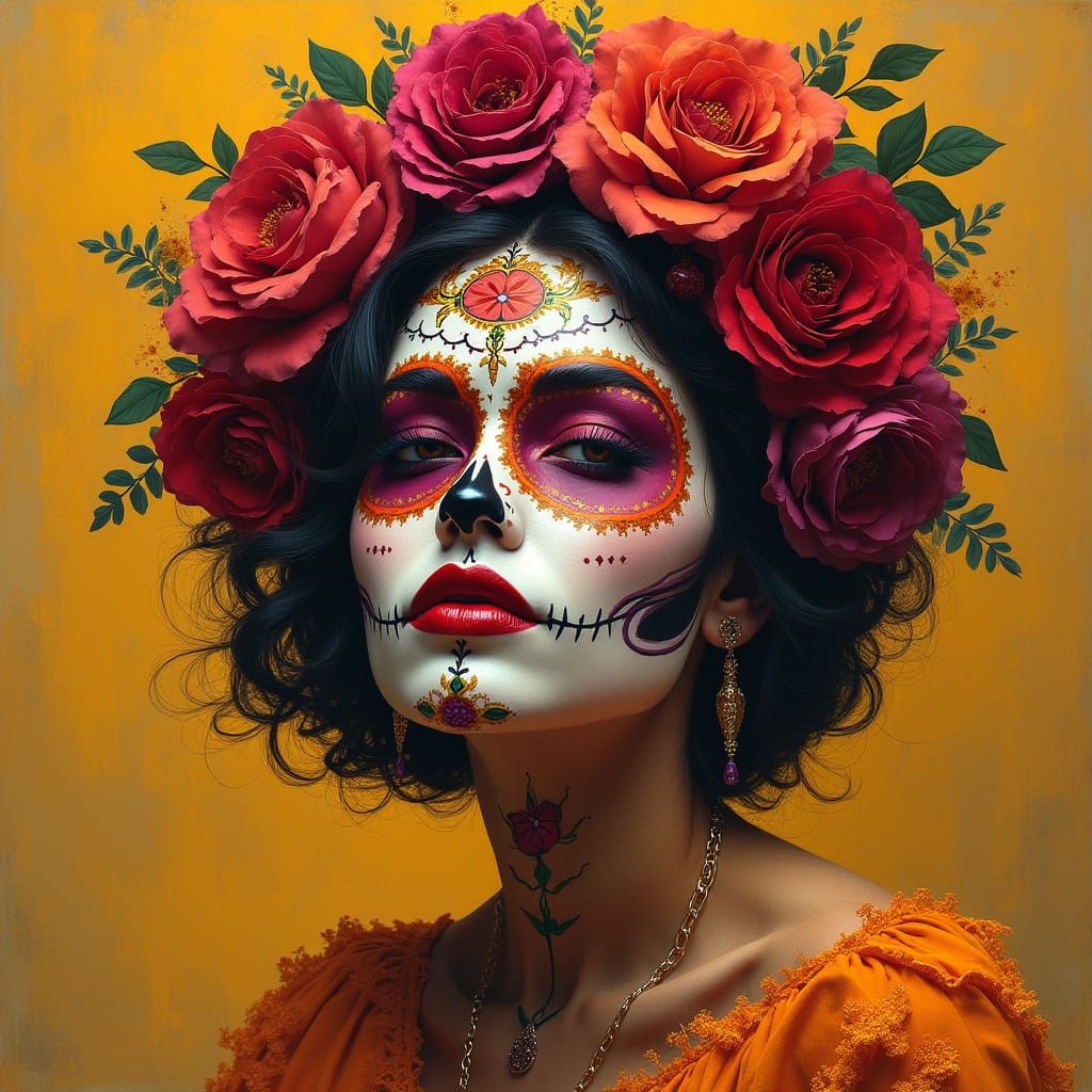 Woman with Día de los Muertos Face Paint