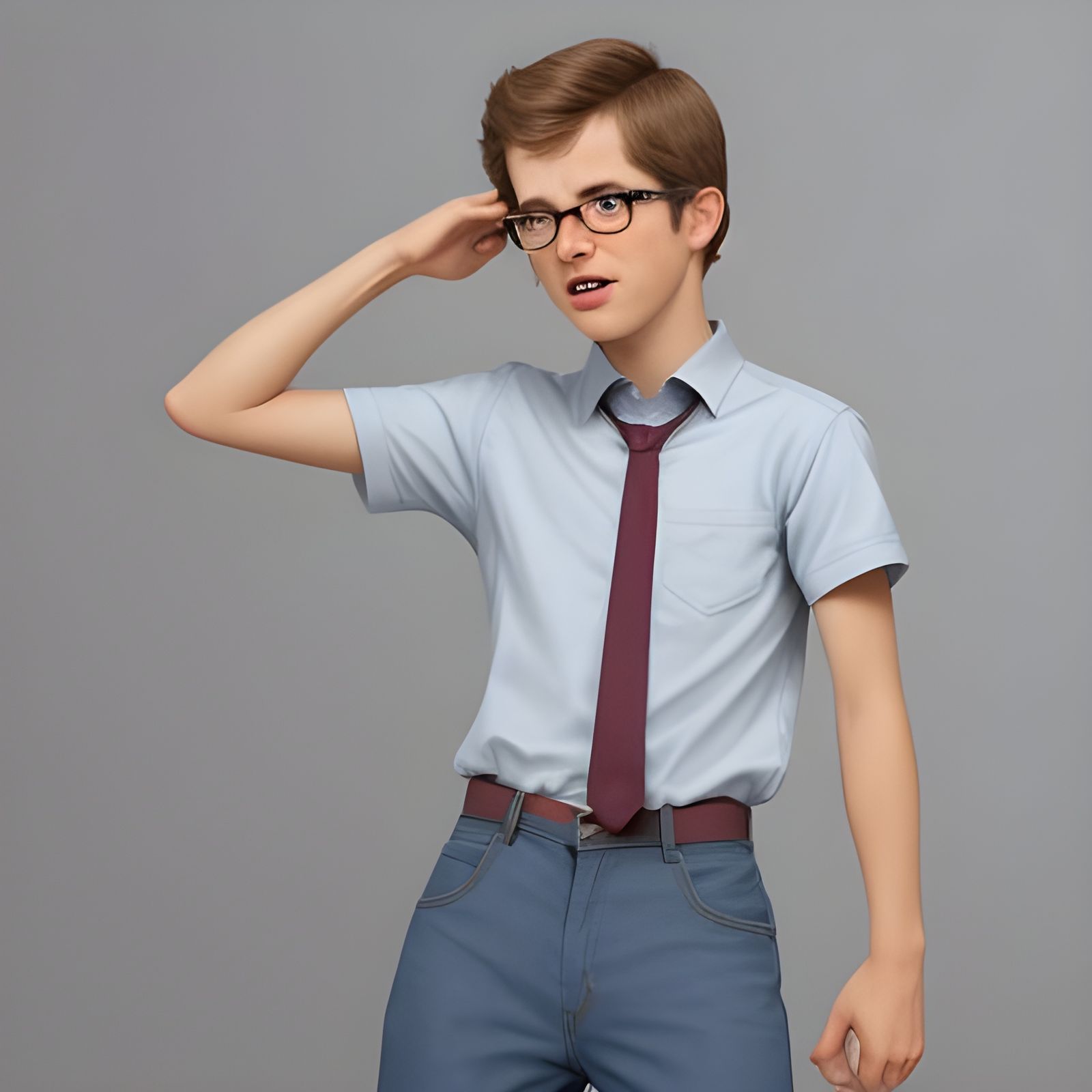 Hyperrealistic Nerd Experiences a Wedgie