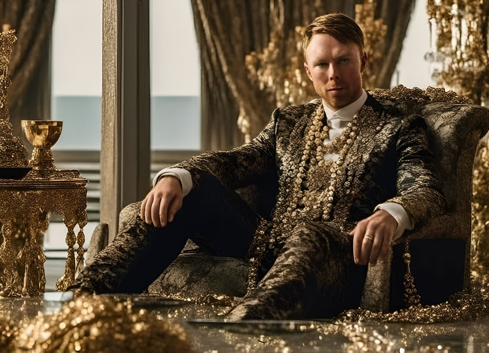 Extravagant Billionaire Portrait in Lavish Penthouse