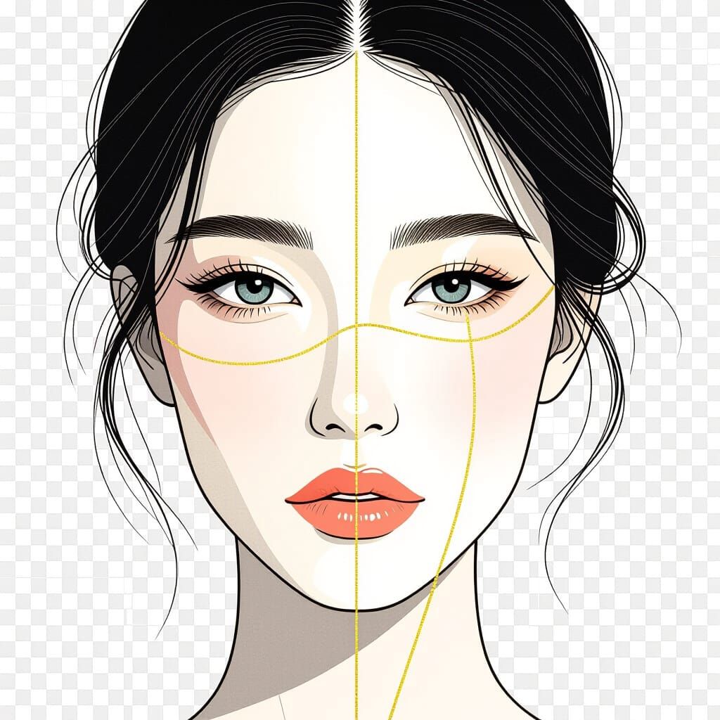 Minimalist Woman Face with Gold Kintsugi Lines