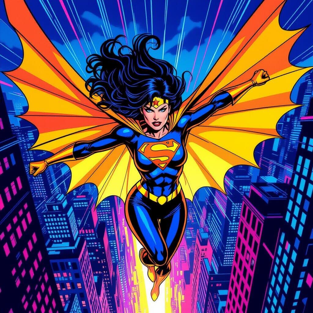 Superwoman Mary Batson Soars in Dynamic Acrobatic Pose