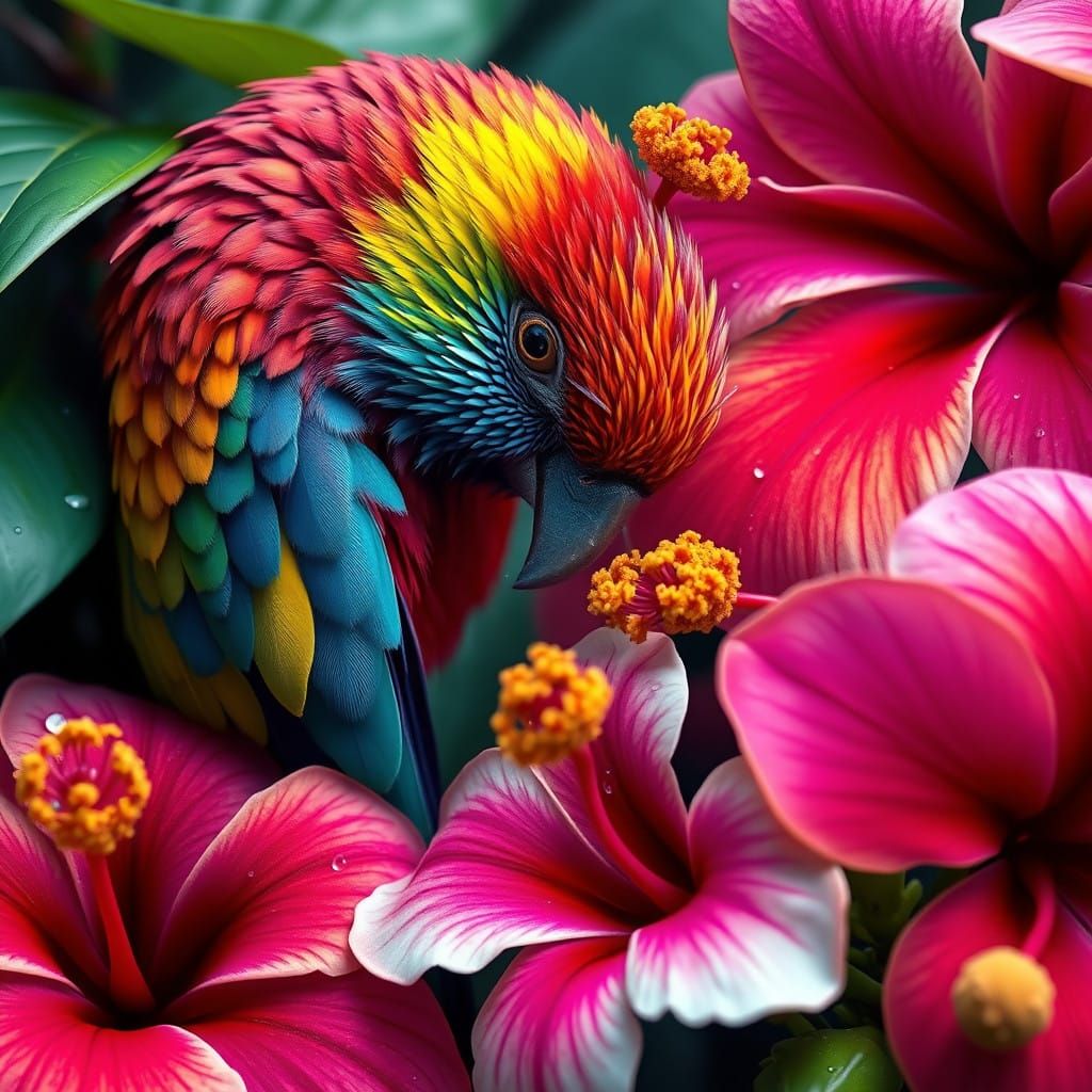 Rainbow Kiwi Bird in Exotic Tropical Paradise