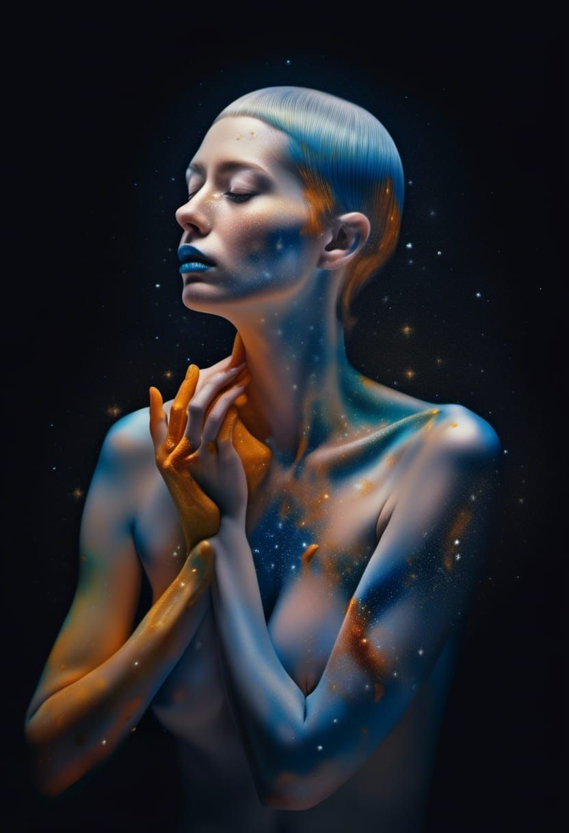 Surreal Exotic Portrait in White Laboratory