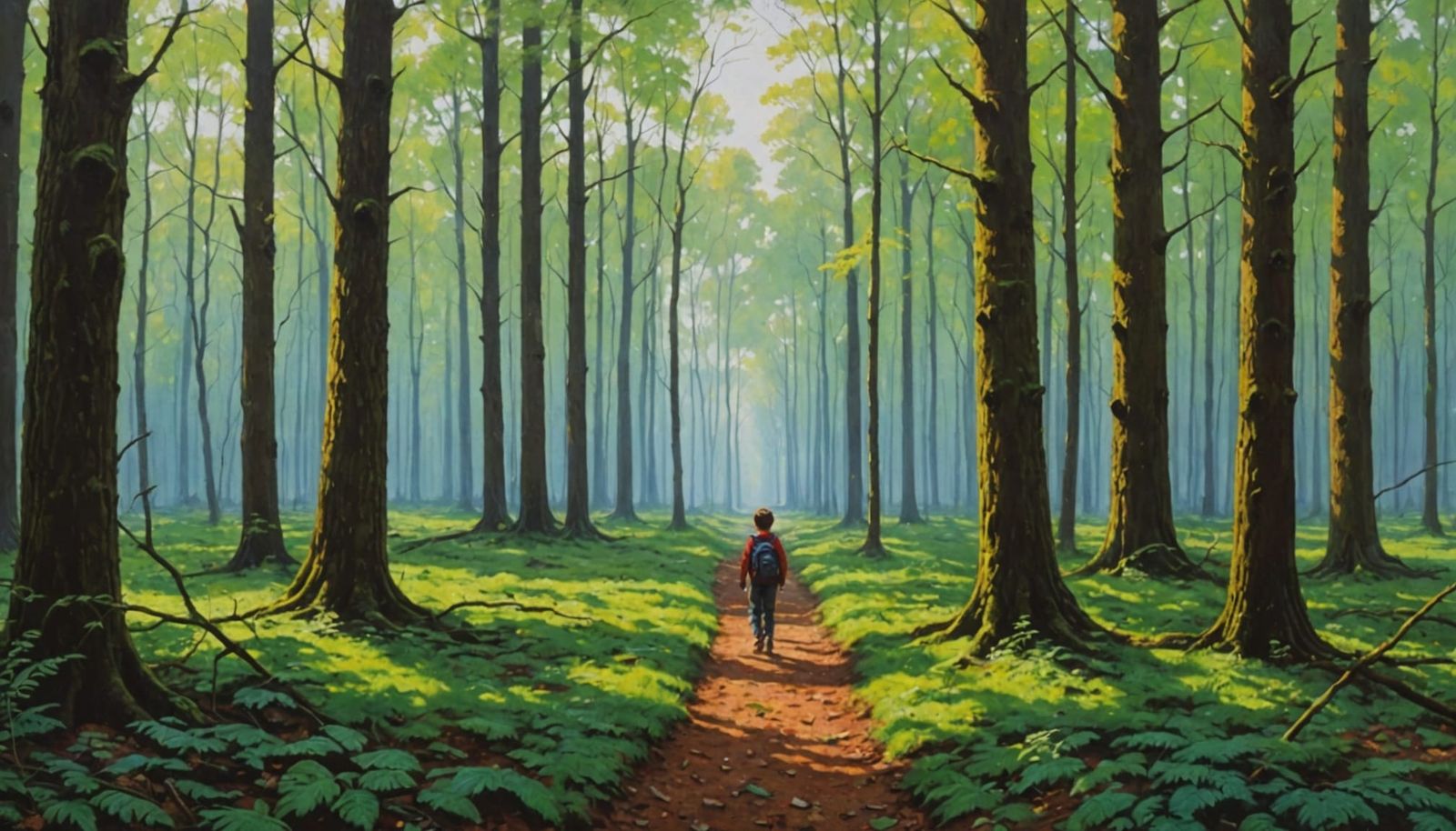 Whimsical Forest Scene With Bright Colors Oil Painting