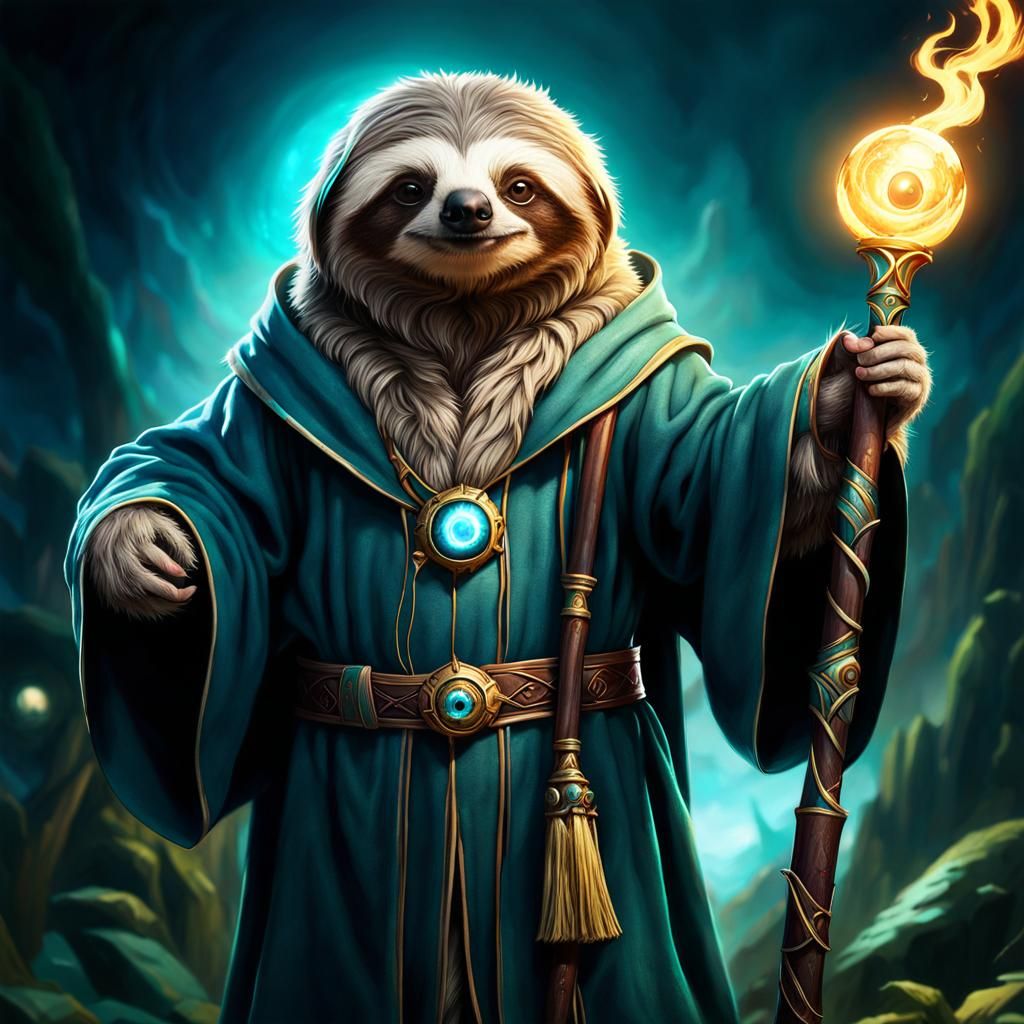 Sloth Wizard in Borderland Fantasycore Style